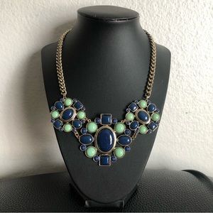 Forever 21 Blue & Green Art Deco Statement Necklace
